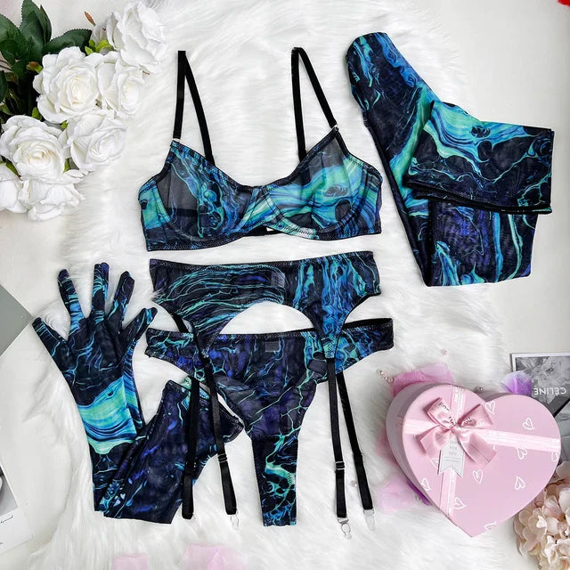 Serena | 5-Delige Tie Dye Lingerie Set